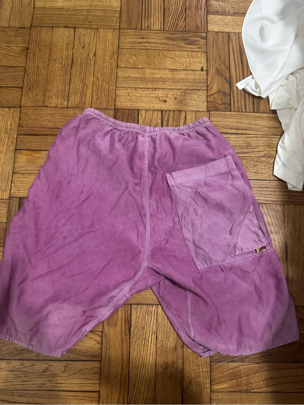 freecity Lavender-Purple Elastic Waist Shorts with Patch Pocket